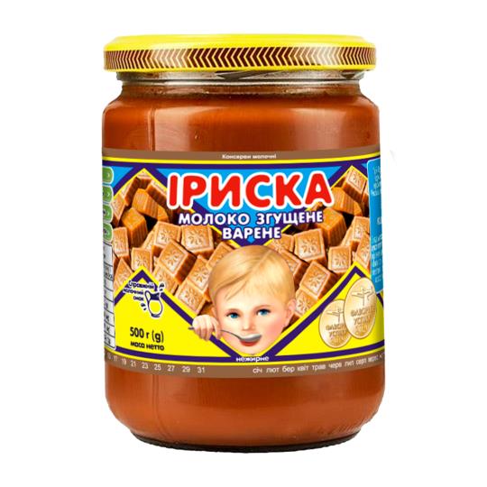 Молоко згущене варене Іриска 500г ТМ Первомайськ "Родинна ковбаска"