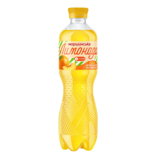 Напій Лимонада зі смаком апельсин-персик слабогазований Моршинська 1,5л "Родинна ковбаска"
