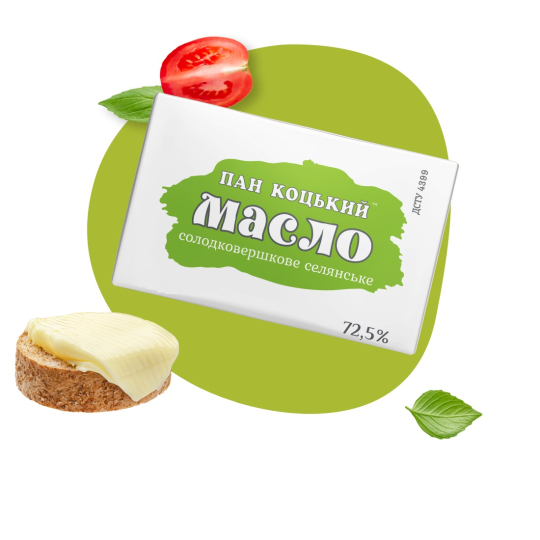 Масло солодковершкове Селянське 72,5%, 500г ТМ Пан Коцький "Родинна ковбаска"