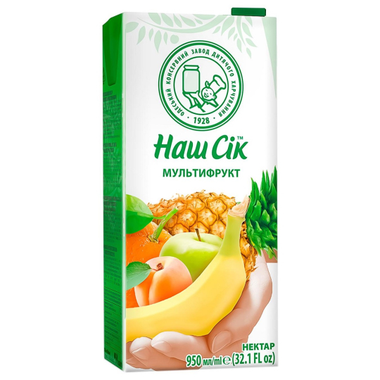 Нектар мультифруктовий, 0,95л Наш Сік "Родинна ковбаска"