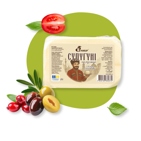 Сир розсільний Сулугуні 45%, 200 г ТМ Самбір "Родинна ковбаска"