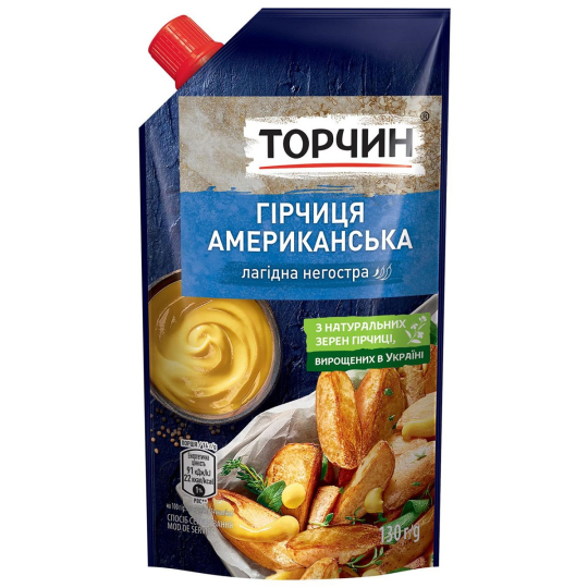 Гірчиця Американська Торчин дой-пак 130г "Родинна ковбаска"