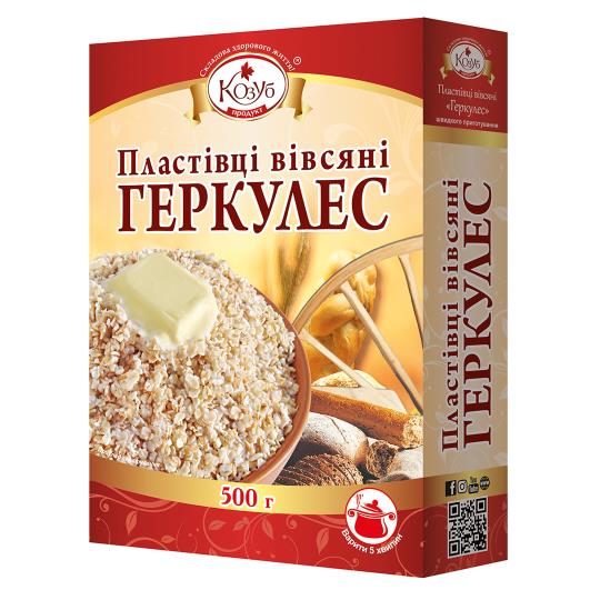 Пластівці вівсяні Геркулес 0,5кг ТМ КП "Родинна ковбаска"