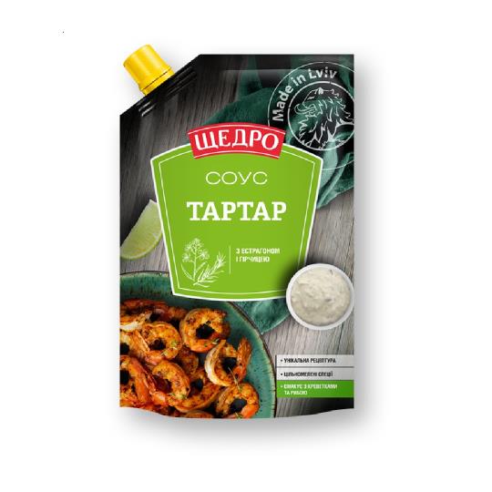 Соус майонезний Тартар 30% 200г ТМ Щедро "Родинна ковбаска"