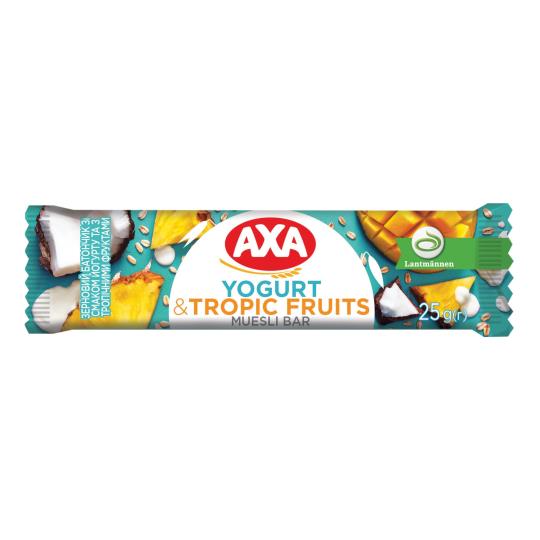 Батончик зі смаком йогурту тропічні фрукти 25 г, AXA  "Родинна Кобваска"