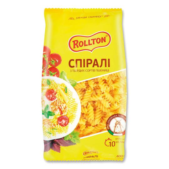 Макарони Спіралі 400г ТМ Роллтон "Родинна ковбаска"